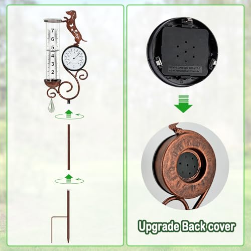 Dog Rain Gauge Outdoor,Large Number Scale Rain Gauge-Temperature&Hygrometer - color: Dachshund