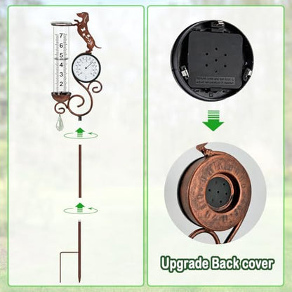 Dog Rain Gauge Outdoor,Large Number Scale Rain Gauge-Temperature&Hygrometer - color: Dachshund