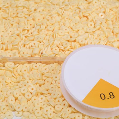 4000pcs Cream Yellow Clay Beads,6mm Heishi Bead Polymer Flat Round Disc Bulk Beads for Jewelry Making,DIY Friendship Bracelet and Necklace Craft - color: Cream Yellow
