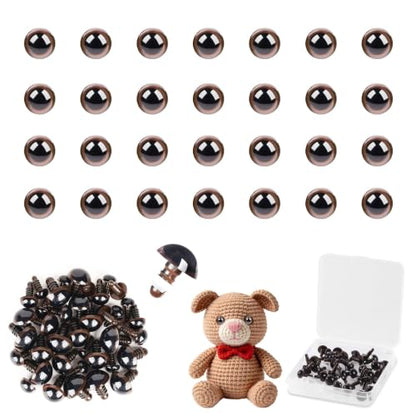 MUCUNNIA 80pcs 12mm Brown Safety Eyes for Crocheting with Washers - size: 12mm