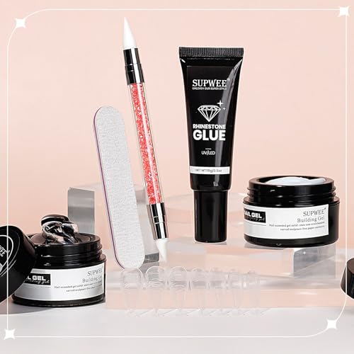3d Nail Sculpting Gel Set: Clear White Solid Builder Gel for Nails - color: Clear Clear and White