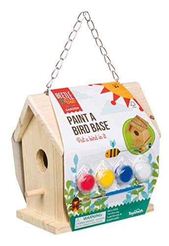 Beetle & Bee Bird House Kit for Kids, Build A Wooden DIY Outdoor Craft Set - style: Paint a Bird Base