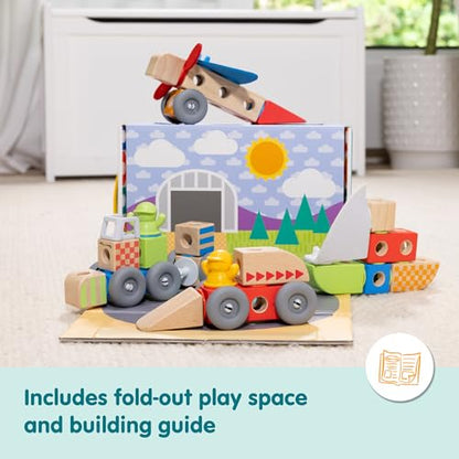 Melissa & Doug Blockables Vehicles Connectable Wooden Blocks