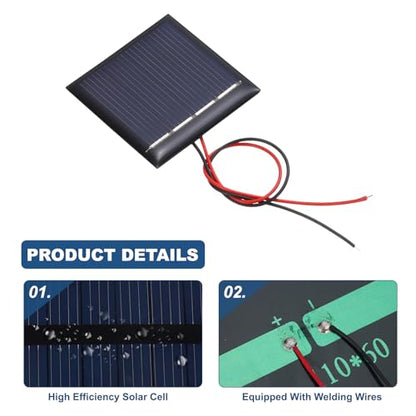 MECCANIXITY 5Pcs 2V 0.08W 40mA Mini Solar Panels with 2 Cable - style: 2V 0.08W 40mA