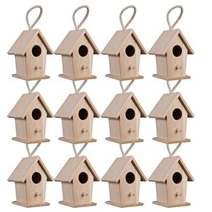 Make Market 4.3" Traditional Birdhouse - Unfinished Hanging Birdhouse Made of 100% Wood, Outdoor Nesting Boxes - Bulk 12 Pack