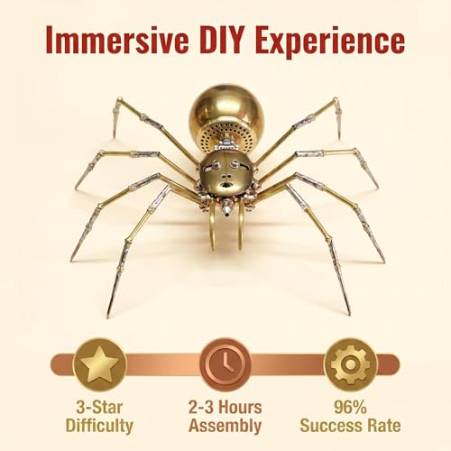 Steampunk Mechanical Insect Spider 3D Metal Model Kit for Adults DIY Assembly 2-3 Hours Build Premium Screw Craft Birthday Gift for Men Teens Father(Ghost Spider) - style: Ghost Spider
