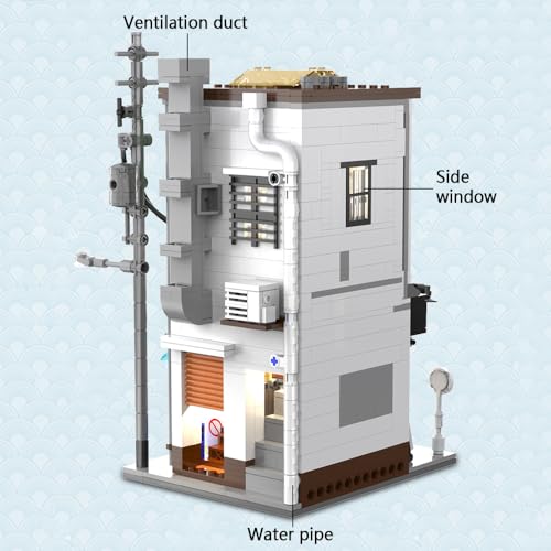 CaDA Master C66006W Japanese Bun House Building Set,MOC Construction Baozi Shop Brick Toy Model,1108PCS City House Block Kits for Boys Adults (C66006W) - color: C66006w