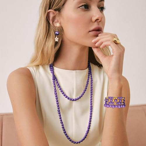 Dark Purple Pearl Bracelet Making Kit Gold Beads for Bracelets - color: 18-Dark Purple & Gold