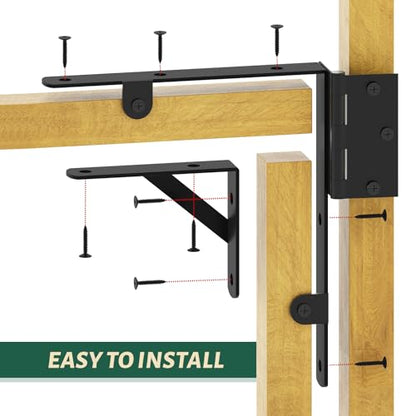 2 Set Gate Frame Fence Kit with Gate Latch,Heavy Duty Anti Sag Gate Kit, Gate Corner Brace Bracket Hardware for Wooden Privacy Fence Gate Garden Wooden Driveway Gates, Shed Doors, Corral