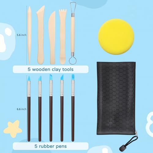 ZEHIQ White Air Dry Clay 6.6 lbs with 25pcs Pottery Sculpting Tools Set - color: 6.6lbs white + tools