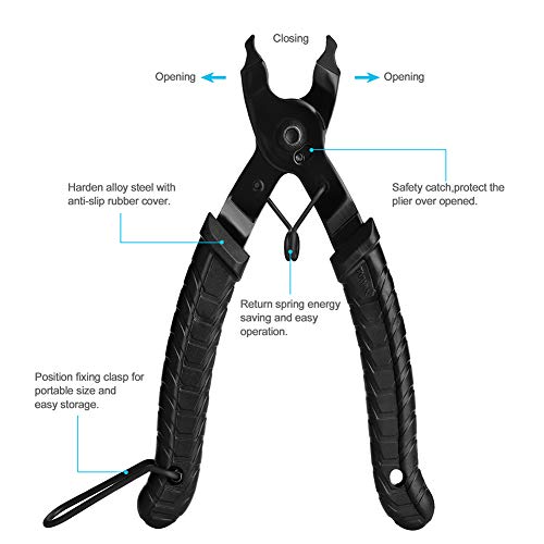 Bike Chain Repair Tool Kit with Link Pliers, Chain Breaker Splitter and 6 Pairs Missing Links for Shimano, SRAM and KMC Compatible 7-11 Speed and Single Speed Bicycle Chains