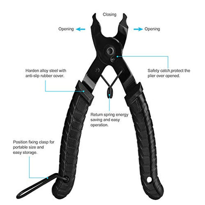 Bike Chain Repair Tool Kit with Link Pliers, Chain Breaker Splitter and 6 Pairs Missing Links for Shimano, SRAM and KMC Compatible 7-11 Speed and Single Speed Bicycle Chains