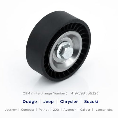 Belt Idler Pulley, 36323 Belt Tensioner Pulley for Select Dodge, Jeep, Mitsubishi Models as Journey, Compass, Patriot, etc. 419-598 Automotive Replacement Idler Pulley Kit by KeeRoarin - size: 4891596AB - Chrysler