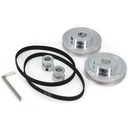 2PCS Set GT2 Synchronous Wheel 20&80 Teeth 12mm Bore Aluminum Timing Pulleys with 2PCS Length 250mm Width 6mm Belt (20-80T-12B-6) - style: 20-80T-12B-6