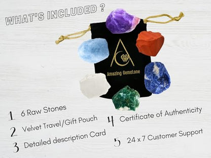 Amazing Gemstone Crystals for Diabetes Support, Set of 6 Moss Agate, Blue Calcite, Sodalite, Clear Quartz, Red Jasper and Amethyst Healing Crystals and Stones - color: Diabetes Support
