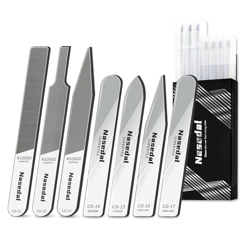 7pcs Hobby Model Glass File Kit for Gunpla, Scale Model 3D Print Polishing Tool #10000 Grit Ultra Fine Glass Mirror Sanding Files for Gundam Buidling, Plastic, Wood & Resin Parts - style: 7pcs Complete Kit
