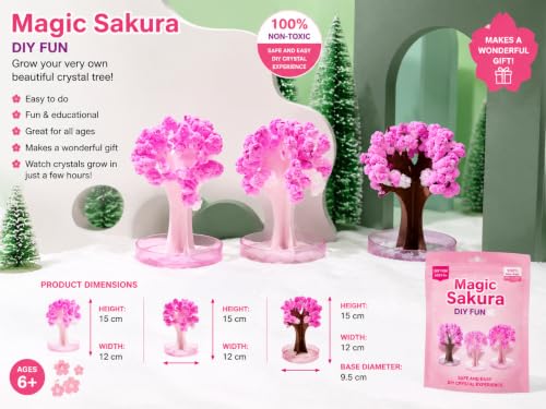 Sakura Crystal Growing Tree Kit, DIY STEM Science Experiment Gift