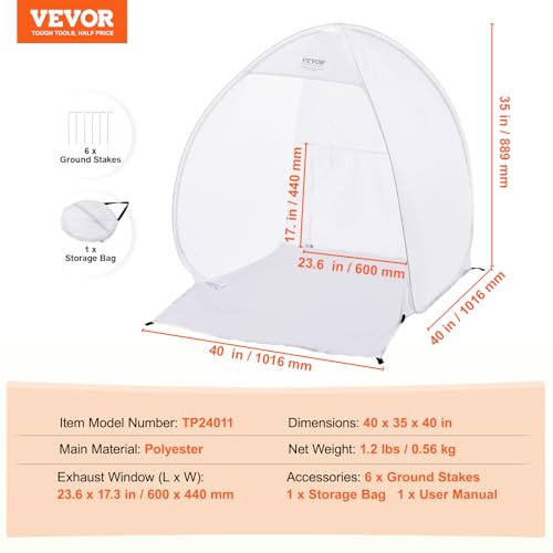 VEVOR Paint Booth Tent, 40 x 35 x 40 in Pop-Up Portable Spray Paint Tent with Built-in Floor, Exhaust Window and Storage Bag, Foldable Paint Booth for Furniture, DIY Hobby Tool Painting Station - size: L40*W35*H40inch