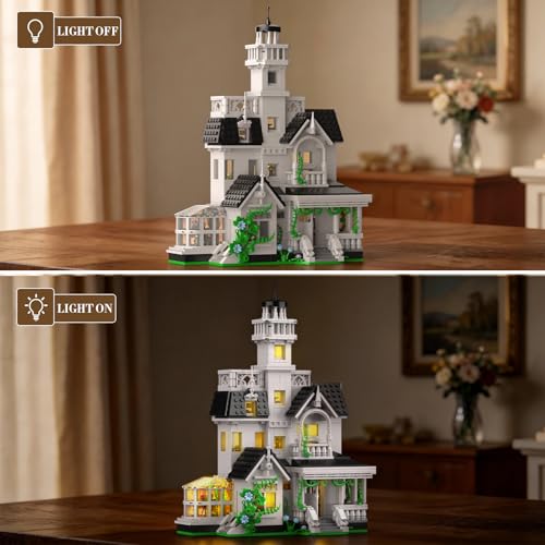 Vziimo Magic House Building Set with LED Light, Owens House Building Blocks, Architecture Decor Model Kit, Gifts for Adults Teens Age 14+(1162 PCS) - style: Owens House