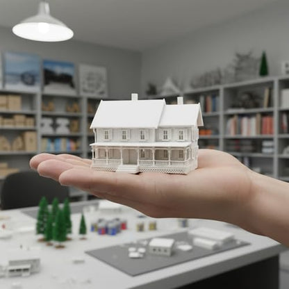 N Scale Model Blank Buidlings Kit Unassembled House for Model Train Layout Diorama JZN5889JJ (Two-Story with Porch-1PC) - style: Two-story with Porch-1PC