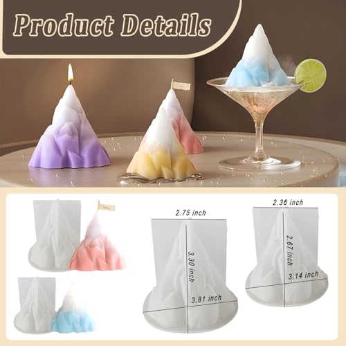 2 pcs Iceberg Candle Mold,iceberg Resin Molds Silicone mold for Candles Home Decoration Silicone molds Resin Snow mountain Soap molds Cartoon mold DIY Fondant Cake Decoration