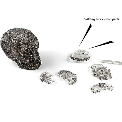 3D Crystal Skull Puzzle,Crystal Puzzle Brainteasers for Puzzlers Ages 16 and Up,50PCS(Black) - color: Black-skeleton