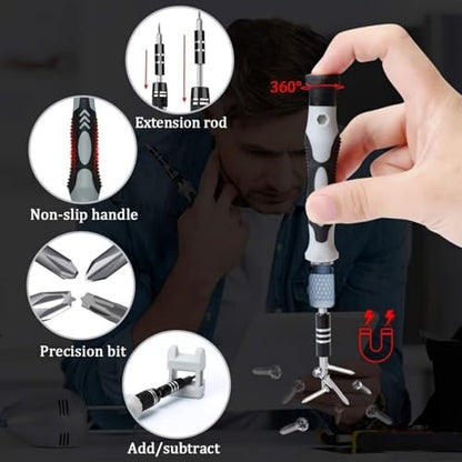 115-in-1 Screwdriver Set, Strong Magnetic Multi-Bit Tool Kit with Special-Shaped Bits, Professional Precision Repair Tools for Phone, Laptop, Electronics - color: Grey