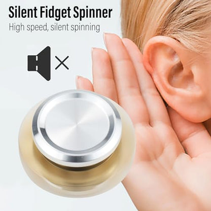 FREELOVE Gear Metal Fidget Spinner for Adults, Small Mini Tiny Pocket Toys, Copper Brass EDC, Silent Quiet Hands Gyro for Anxiety Men, Chain Bike Cube Linkage, Ball Bearings - color: 1 Gear Silver, style: 1 Gear