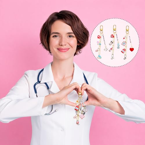 CraftyDream 558 Pcs Nurse Charms Keychain Making Kit Pharmacy Week Gift - style: Nurse