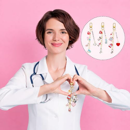 CraftyDream 558 Pcs Nurse Charms Keychain Making Kit Pharmacy Week Gift - style: Nurse