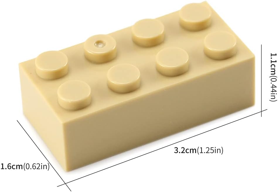 500 Piece Tan Bricks Bulk, Tan 2x4 Building Bricks Flat, Compatible with Lego Parts and Pieces - color: 2x4 Brick Tan