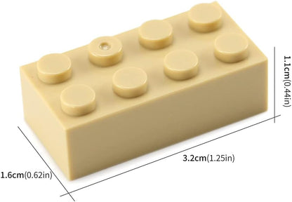 500 Piece Tan Bricks Bulk, Tan 2x4 Building Bricks Flat, Compatible with Lego Parts and Pieces - color: 2x4 Brick Tan