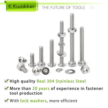 2540Pcs M3 Screws 4MM to 35MM, Socket Head & Button Head Screws, 304 Stainless Steel Assorted Nuts and Bolts Assortment Kit M3 Screw Kit with Nuts, Washer and Lock Washers - size: F. M3