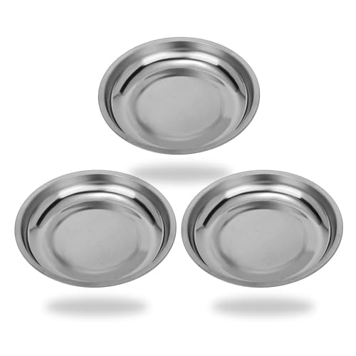 VASTOOLS Magnetic Parts Tray 3 Pack, 6" Round Magnetic Parts Bowl, Stainless Steel,for Screw Socket Pin Tools Nuts Bolts Ferruginous Metal Accessories - style: Bowl 3pc