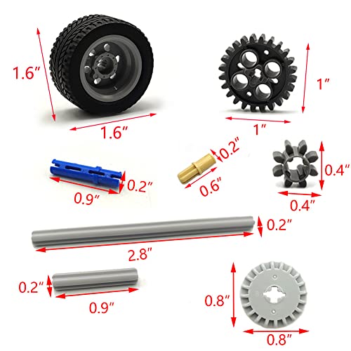 Technical Parts Gears Axle Pin Connectors Building Brick Pieces Sets