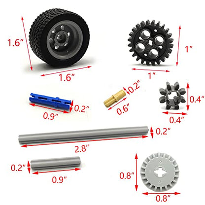Technical Parts Gears Axle Pin Connectors Building Brick Pieces Sets