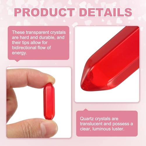 MECCANIXITY 10 Pack Red Quartz Crystals, Polished Crystals Bulk Hexagonal Shaped Meditation Gemstone for Jewelry Making Energy Balance Accessories Gifts - color: Red Quartz