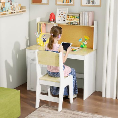 FTZxHKLX Wooden Kids Study Desk and Chair Set for 5-12 Years Old, Natural - color: Natural, size: Regular