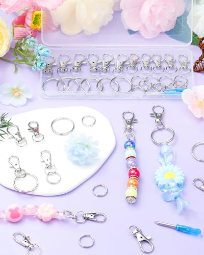 FIVEIZERO 60PCS Keychain Clips and Key Rings Kit, Swivel Snap Hooks for DIY - color: plain