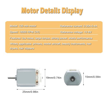 10PCS 130 Miniature DC Motors 1.5V 3V 5V 6V Micro Electric Motor with Wire for DIY Toys Science Projects, Small Electronics DIY