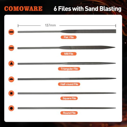 COMOWARE 17Pcs Handsaw & File Set, 6 Metal Needle File & 10 Handsaw Blades