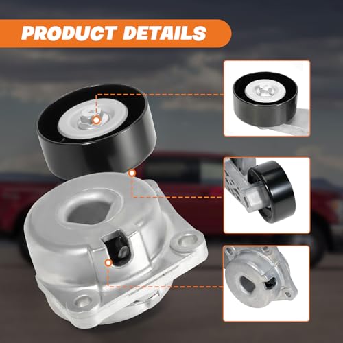 90K-38274A Drive Serpentine Belt Tensioner Idler Pulley Complete Kit Fit for Ford F150 F250 F350 Explorer Lobo Expedition Lincoln, 5.4L 4.6L 2005-2014 Replace ACK061025, DBK061025B w/Gloves