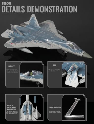 SEBUNAS 1/72 SU-57 Quick Build Fighter Jet Assemble Model Toy - color: 02.SU-57S