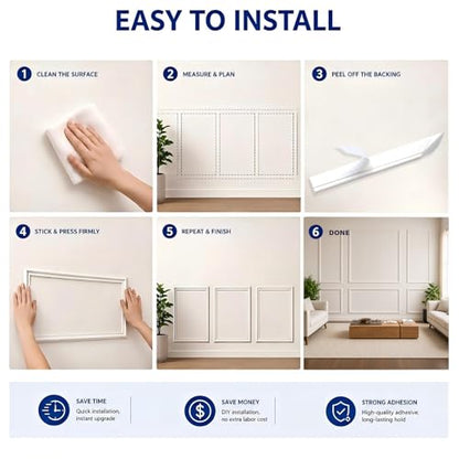 3 Set Peel and Stick Wall Molding Kit,Pre Cut Wainscoting Panels,24x32in - color: 24x32in