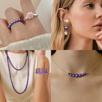 Dark Purple Pearl Bracelet Making Kit Gold Beads for Bracelets - color: 18-Dark Purple & Gold