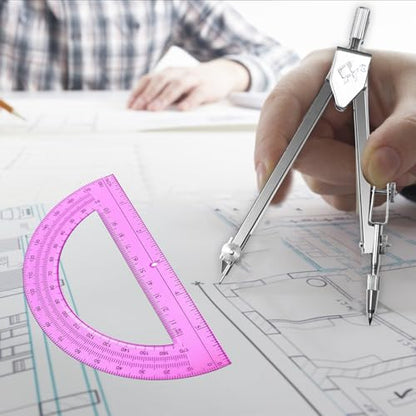Students Geometry Math Set, Drawing Compass and 6 Inch Protractor - color: Pink