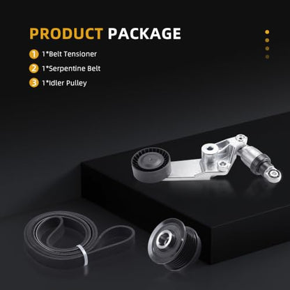 Serpentine Drive Belt Kit with Belt Tensioner & Idler Pulley#38286 37015P - size: 2003-2008 for Corolla/Matrix/Celica