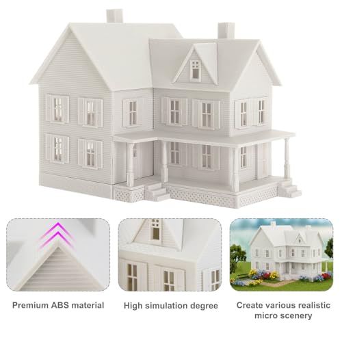 HO Scale Model Blank Village Two-Story House Kit Unassembled Christmas Building for Model Railroad (JZHO6879JJ)