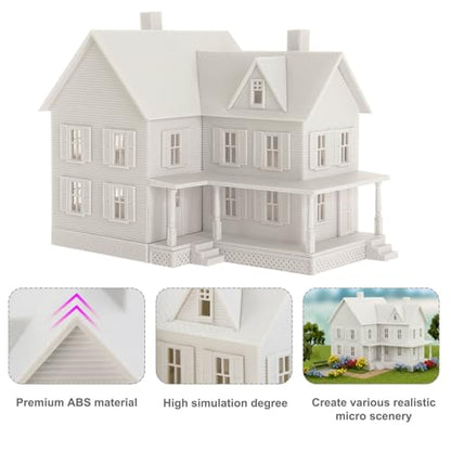 HO Scale Model Blank Village Two-Story House Kit Unassembled Christmas Building for Model Railroad (JZHO6879JJ)