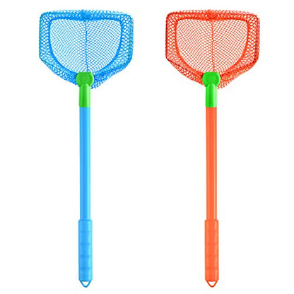 Coopay 2 Pieces Butterflies Kids Fishing Net Catching Bug Floating Bait Beach Nets for Outdoor Playing - color: Blue + Orange